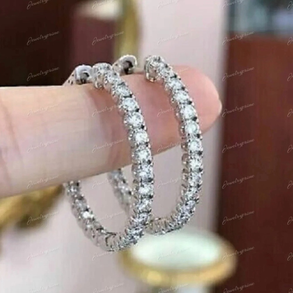 + 14K White Gold Plated Elegant Hoop Earrings